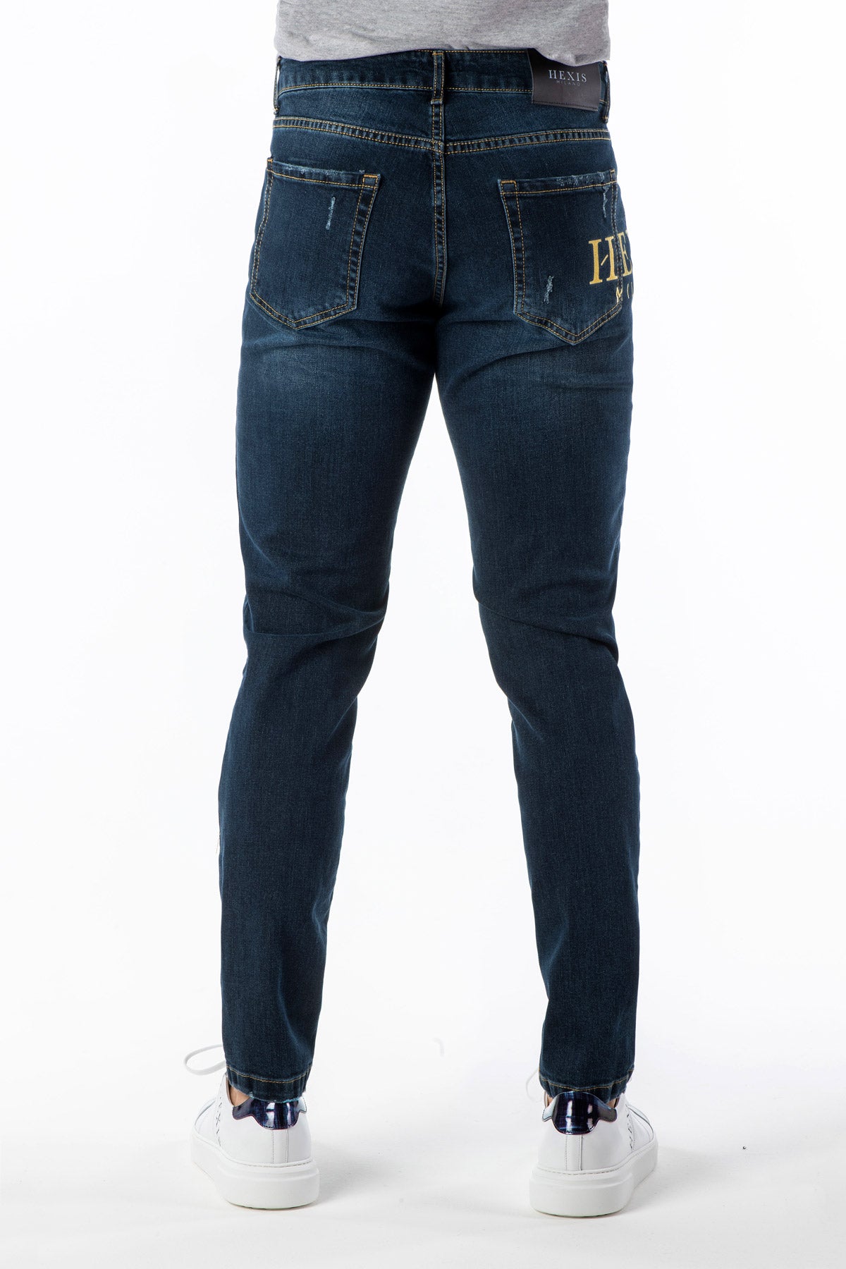 Jeans uomo con stampa hexis back