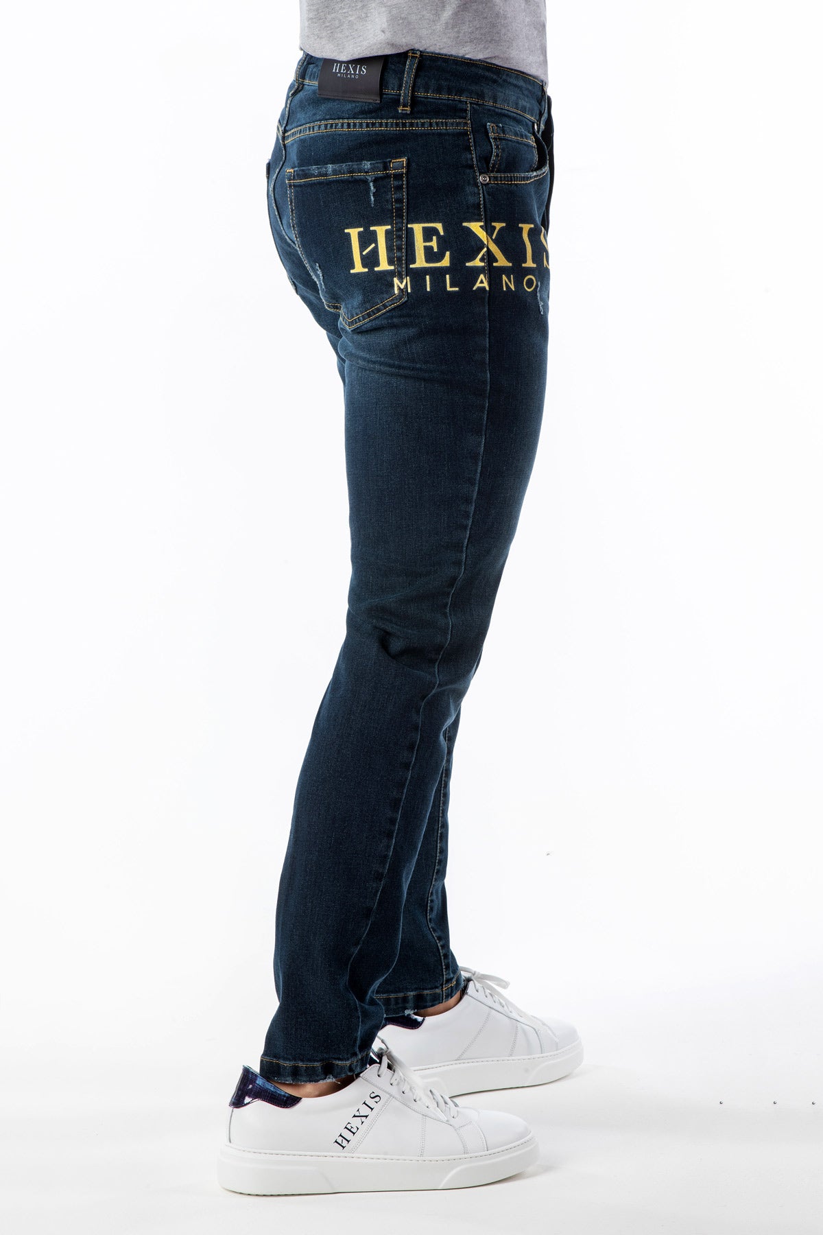 Jeans uomo con stampa hexis side