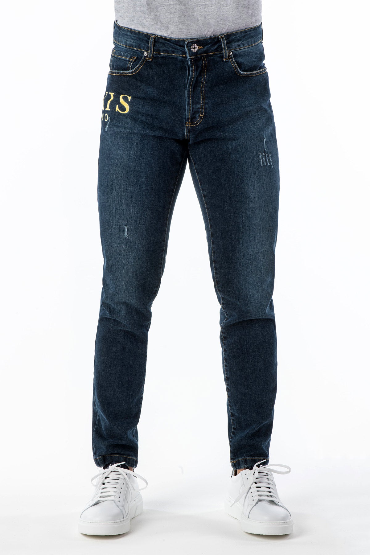 Jeans uomo con stampa hexis