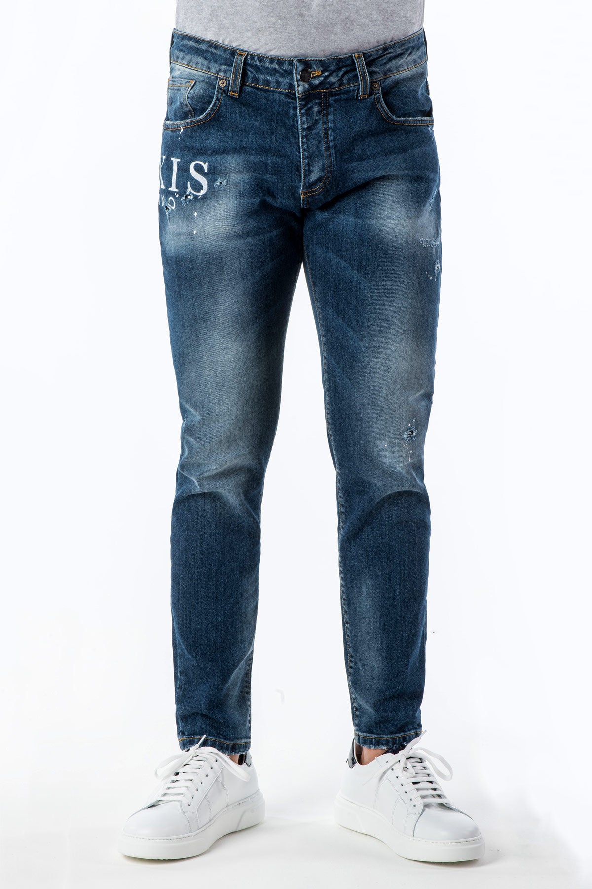 Jeans uomo skinny con  stampa hexis